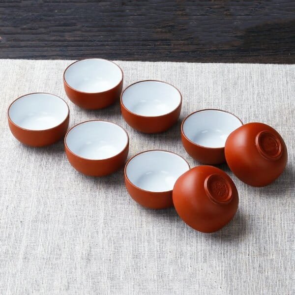 8 Pcs/set Yixing Handmade Purple Clay Teacup Authentic Dahongpao Tea Bowl Travel Portable Pu'er Master Cup Chinese Zisha Tea Set - Image 4