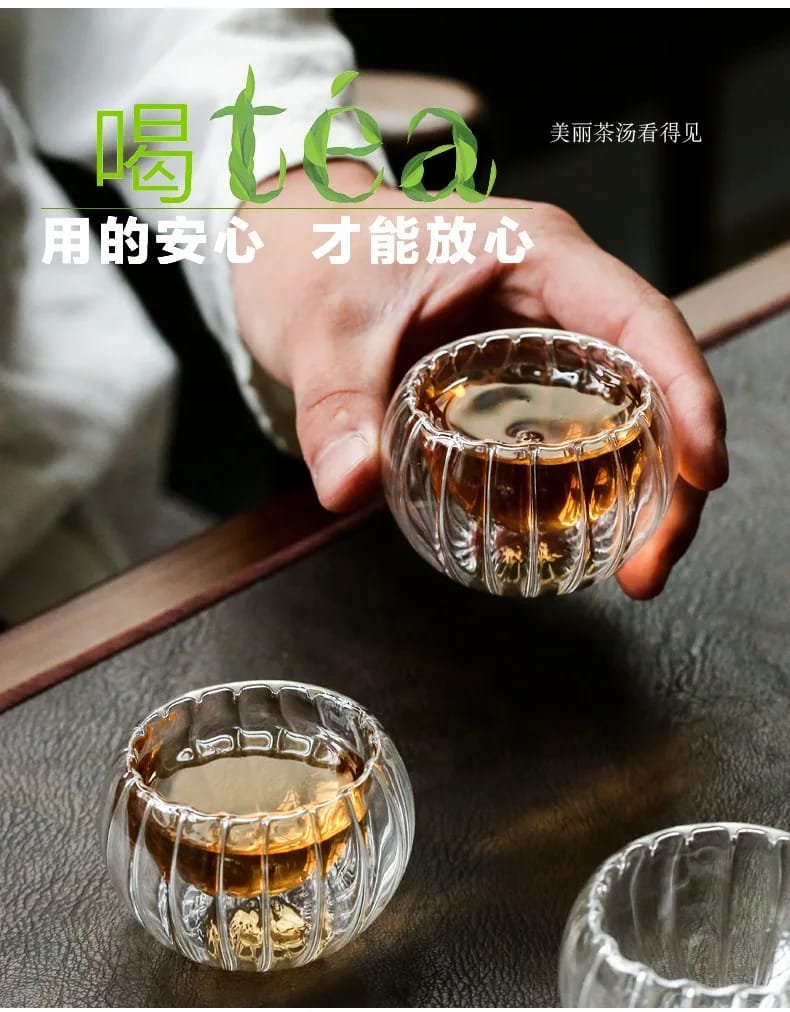 Small Mini Heat Resistant 50 ml Double Wall Transparent Borosilicate Glass Espresso Coffee Hot Gong Fu Kongfu Tea Cup Mug Set