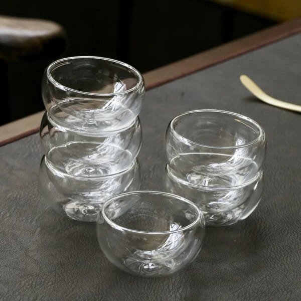 Small Mini Heat Resistant 50 ml Double Wall Transparent Borosilicate Glass Espresso Coffee Hot Gong Fu Kongfu Tea Cup Mug Set - Image 4