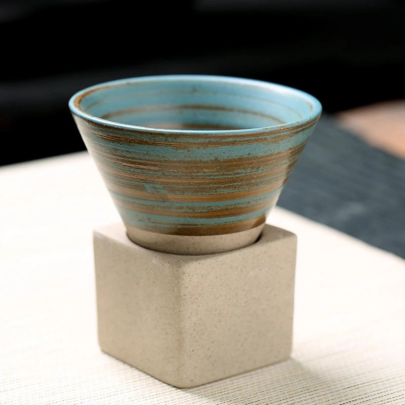 Vintage Ceramic Mug Japanese Coarse Pottery Afternoon Tea Cups Creative Tapered Funnel Coffee Cup Home Kitchen Drinking Utensils