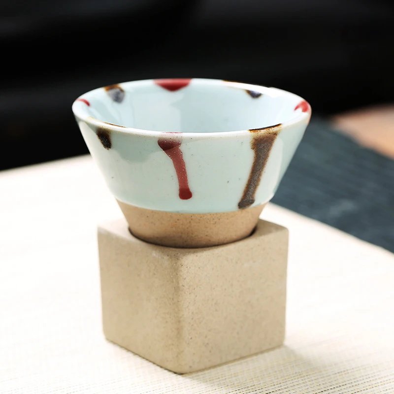 Vintage Ceramic Mug Japanese Coarse Pottery Afternoon Tea Cups Creative Tapered Funnel Coffee Cup Home Kitchen Drinking Utensils
