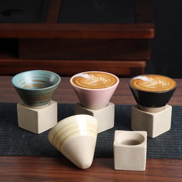 Vintage Ceramic Mug Japanese Coarse Pottery Afternoon Tea Cups Creative Tapered Funnel Coffee Cup Home Kitchen Drinking Utensils - Image 2