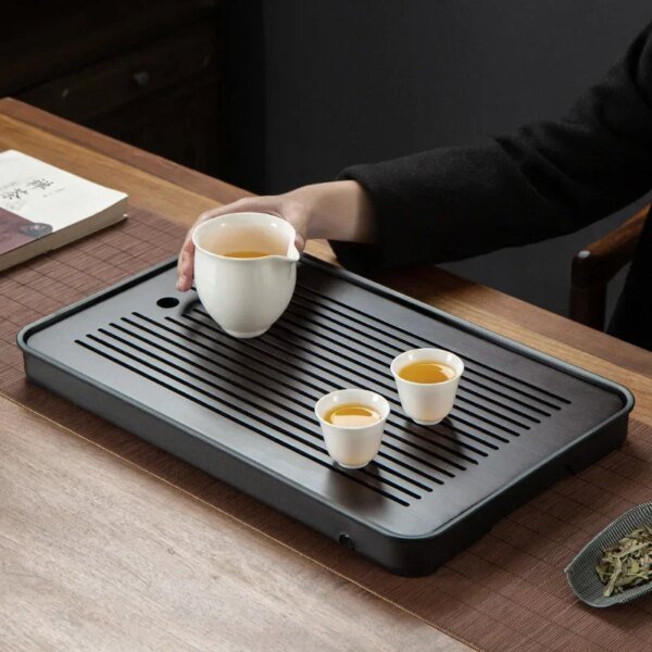 Square Bamboo Tea Trays with Drainage Elegant GongFu Tea Tray Party Tea Sets Adult Dry Use Simple Tablett Chaban Bamboo Tray - Image 4