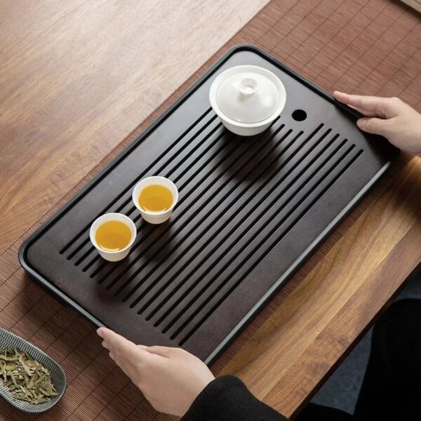 Square Bamboo Tea Trays with Drainage Elegant GongFu Tea Tray Party Tea Sets Adult Dry Use Simple Tablett Chaban Bamboo Tray