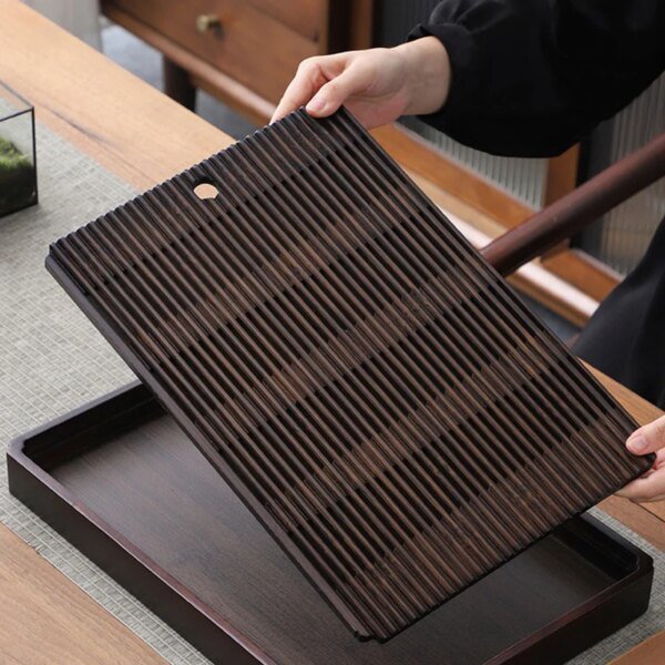 GIANXI Chinese Natural Bamboo Tea Tray Water Storage Kung Fu Tea Set Simple Rectangular Tea Board Tea Storage Tray - Image 4