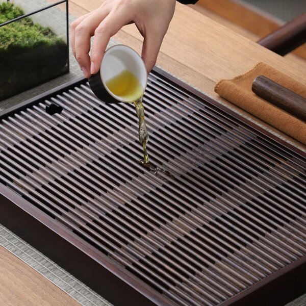 GIANXI Chinese Natural Bamboo Tea Tray Water Storage Kung Fu Tea Set Simple Rectangular Tea Board Tea Storage Tray - Image 6