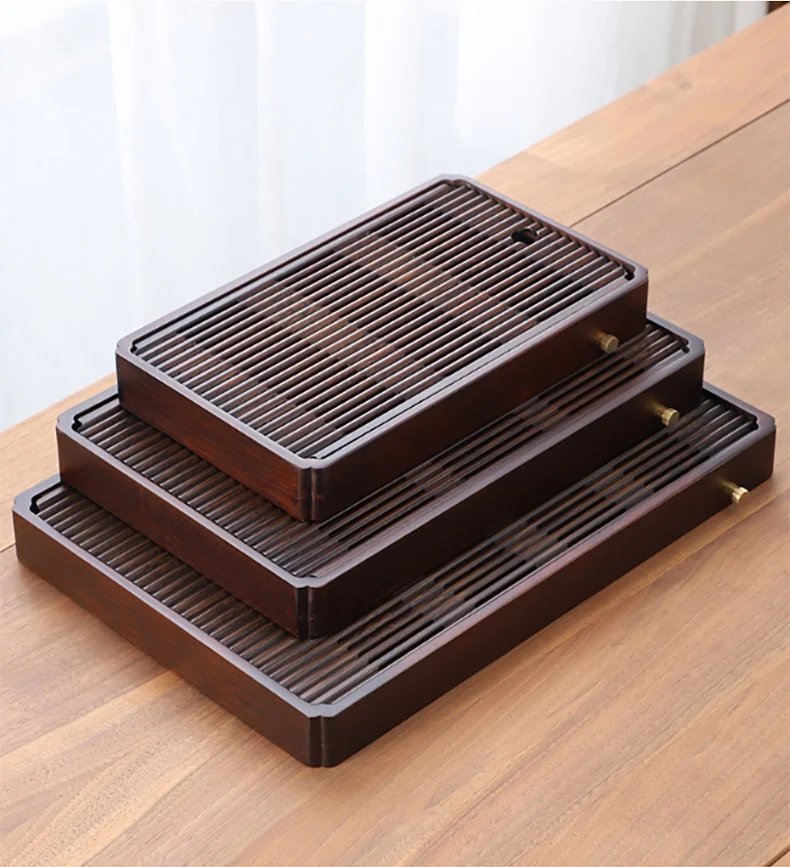 GIANXI Chinese Natural Bamboo Tea Tray Water Storage Kung Fu Tea Set Simple Rectangular Tea Board Tea Storage Tray