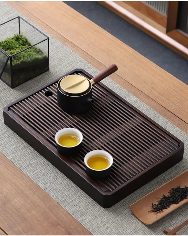 GIANXI Chinese Natural Bamboo Tea Tray Water Storage Kung Fu Tea Set Simple Rectangular Tea Board Tea Storage Tray