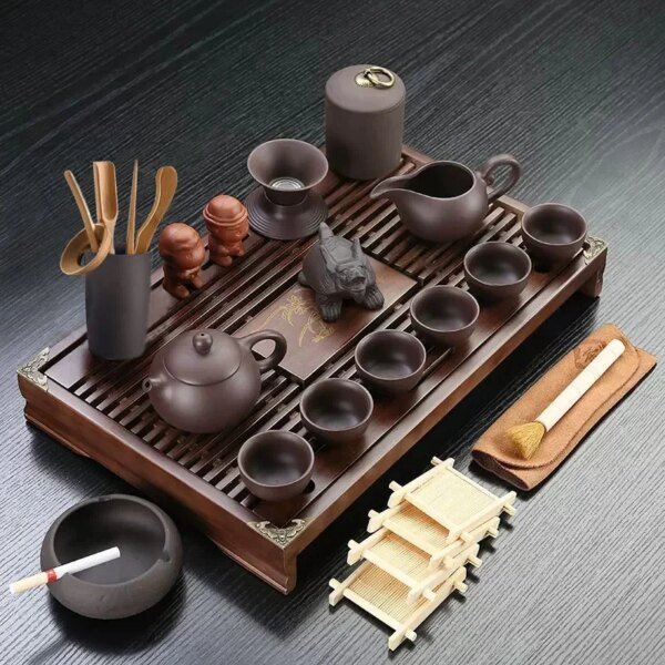 Yixing Ceramic Kung Fu Tea Set With Tray Solid Wood Tea Tray Teapot 27-piece Tea Suit Chinese Tea Ceremony - Image 4