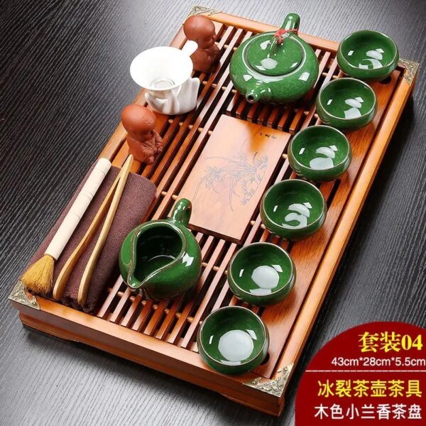 Yixing Ceramic Kung Fu Tea Set With Tray Solid Wood Tea Tray Teapot 27-piece Tea Suit Chinese Tea Ceremony - Image 3
