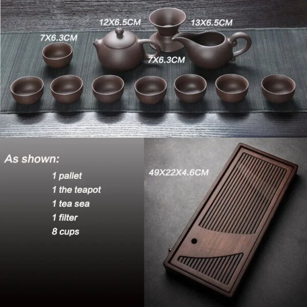 Yixing Ceramic Kung Fu Tea Set With Tray Solid Wood Tea Tray Teapot 27-piece Tea Suit Chinese Tea Ceremony - Image 6