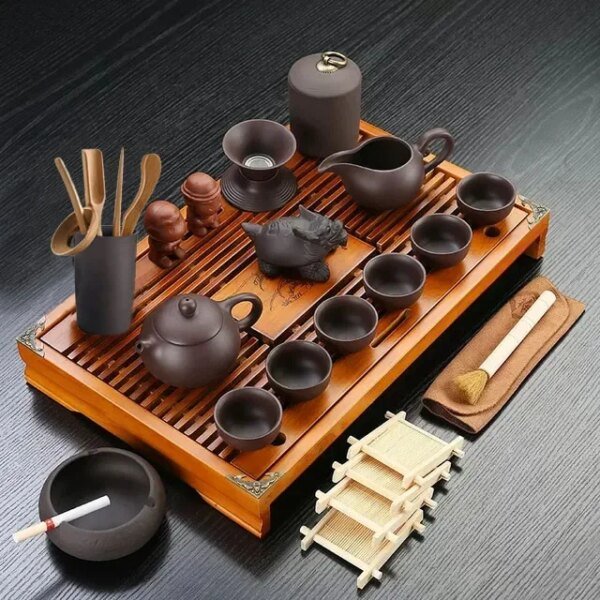 Yixing Ceramic Kung Fu Tea Set With Tray Solid Wood Tea Tray Teapot 27-piece Tea Suit Chinese Tea Ceremony - Image 5