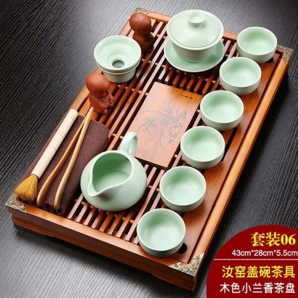 Yixing Ceramic Kung Fu Tea Set With Tray Solid Wood Tea Tray Teapot 27-piece Tea Suit Chinese Tea Ceremony - Image 2