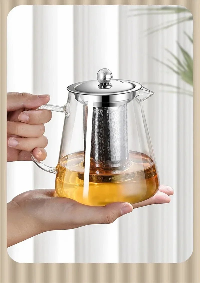 450ml-950ml Heat Resistant Glass Teapot with Stainless Steel Tea Strainer Infuser Flower Kettle Kung Fu Teaware Puer Oolong Pot