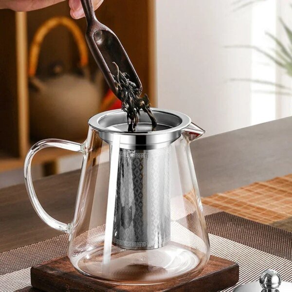 450ml-950ml Heat Resistant Glass Teapot with Stainless Steel Tea Strainer Infuser Flower Kettle Kung Fu Teaware Puer Oolong Pot - Image 5