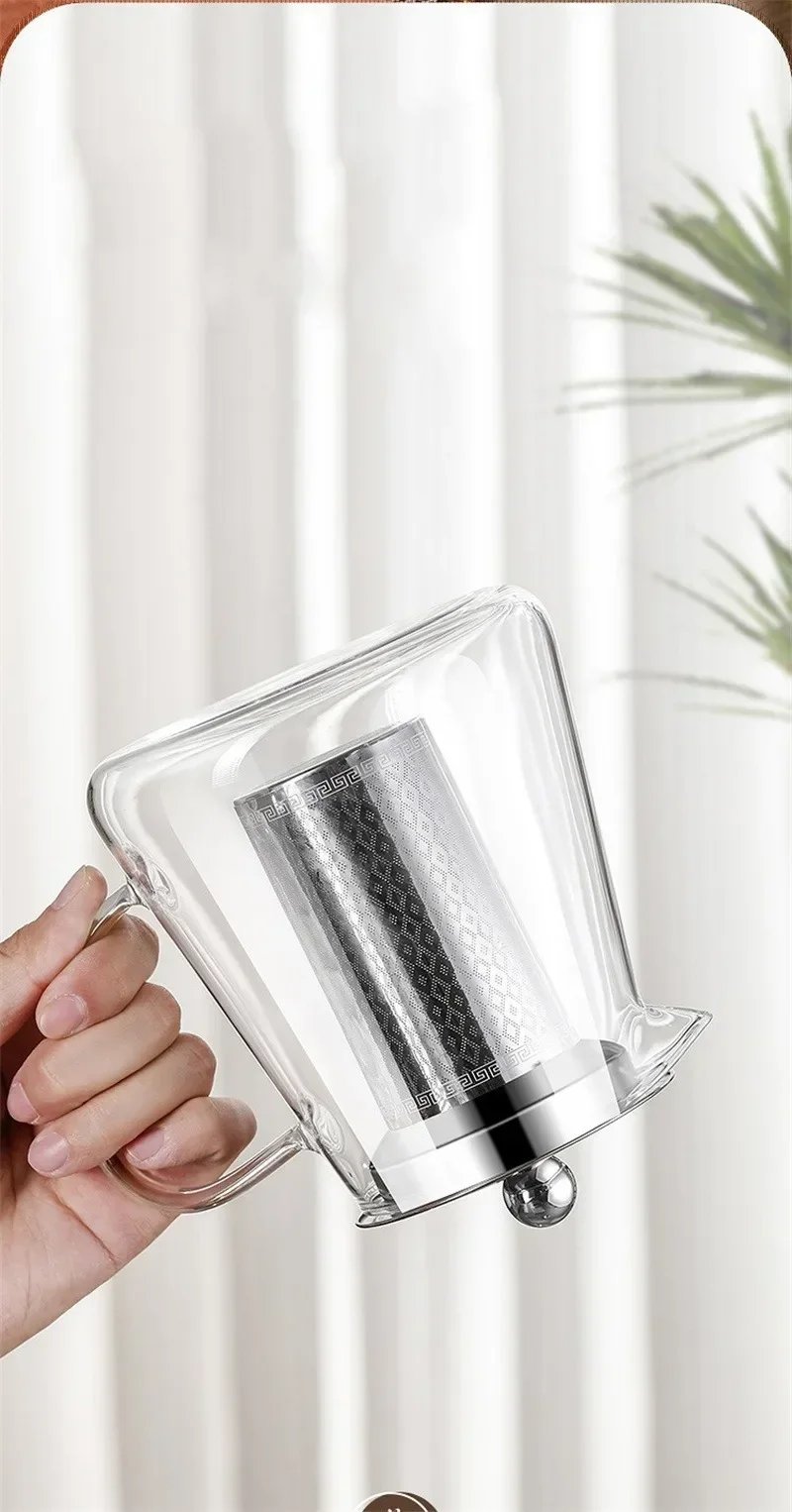 450ml-950ml Heat Resistant Glass Teapot with Stainless Steel Tea Strainer Infuser Flower Kettle Kung Fu Teaware Puer Oolong Pot