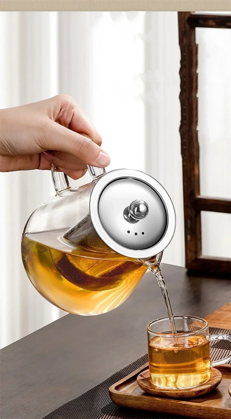 450ml-950ml Heat Resistant Glass Teapot with Stainless Steel Tea Strainer Infuser Flower Kettle Kung Fu Teaware Puer Oolong Pot