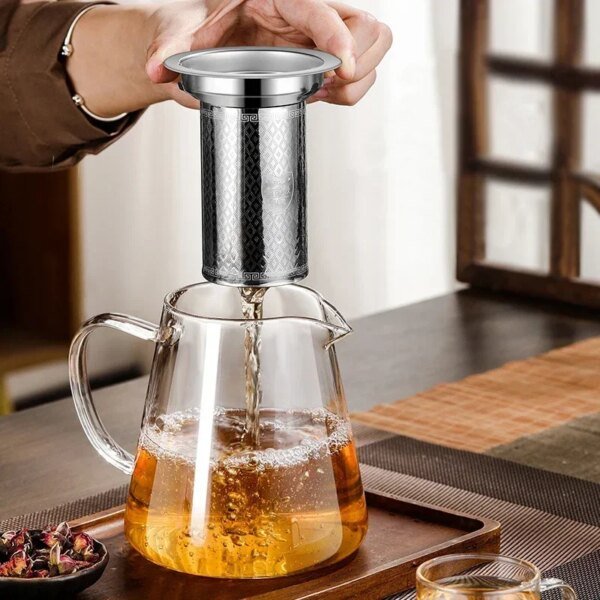 450ml-950ml Heat Resistant Glass Teapot with Stainless Steel Tea Strainer Infuser Flower Kettle Kung Fu Teaware Puer Oolong Pot - Image 4