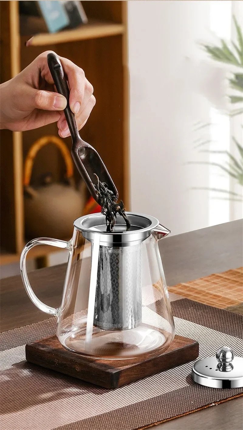 450ml-950ml Heat Resistant Glass Teapot with Stainless Steel Tea Strainer Infuser Flower Kettle Kung Fu Teaware Puer Oolong Pot