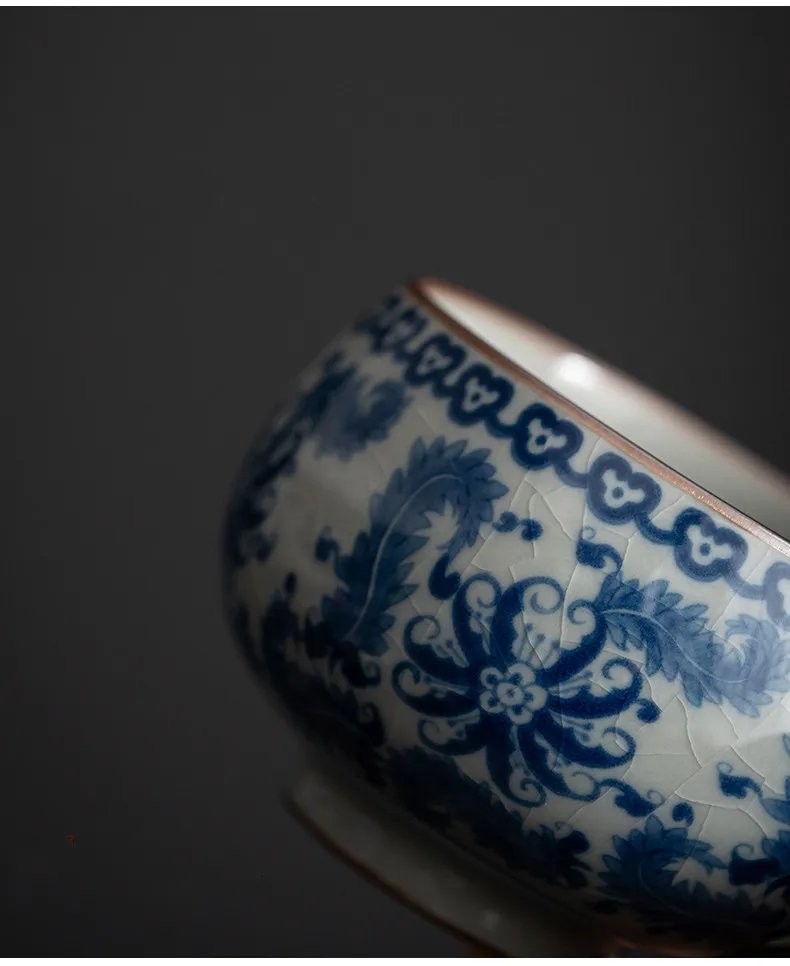 1 Pc Chinese Antique Blue and White Porcelain Teacup Travel Portable Tea Cup Ceramic Tea Bowl Master Cup Tea Set Accessories