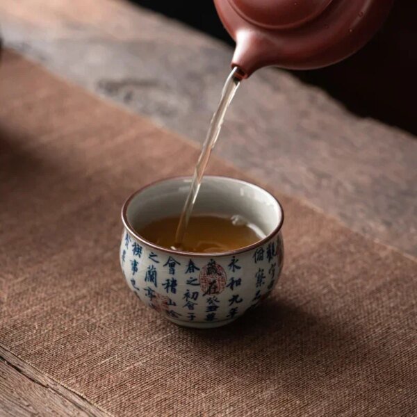 1 Pc Chinese Antique Blue and White Porcelain Teacup Travel Portable Tea Cup Ceramic Tea Bowl Master Cup Tea Set Accessories - Image 4