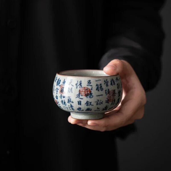 1 Pc Chinese Antique Blue and White Porcelain Teacup Travel Portable Tea Cup Ceramic Tea Bowl Master Cup Tea Set Accessories - Image 2
