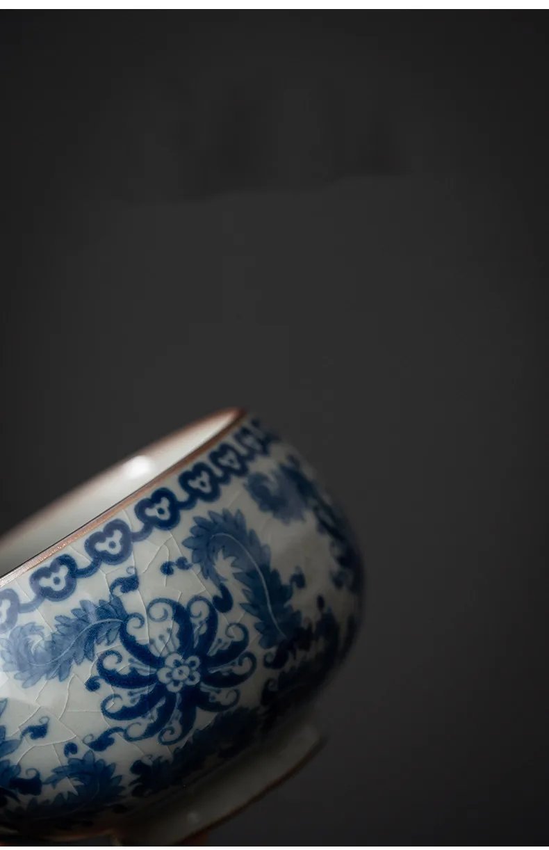 1 Pc Chinese Antique Blue and White Porcelain Teacup Travel Portable Tea Cup Ceramic Tea Bowl Master Cup Tea Set Accessories