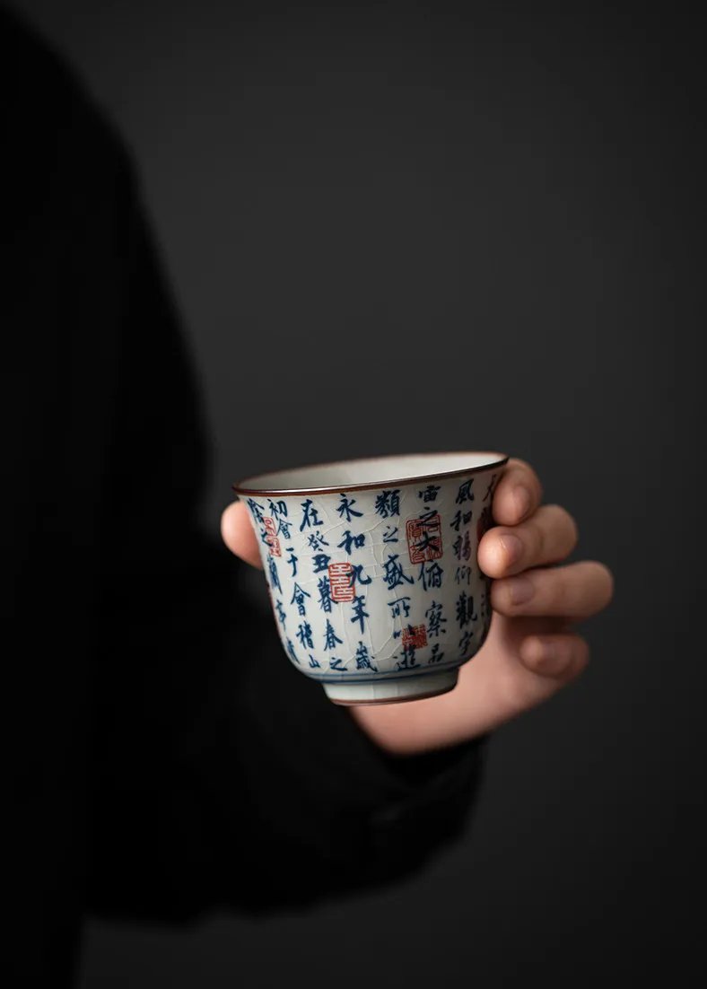 1 Pc Chinese Antique Blue and White Porcelain Teacup Travel Portable Tea Cup Ceramic Tea Bowl Master Cup Tea Set Accessories