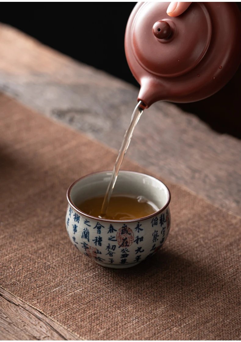 1 Pc Chinese Antique Blue and White Porcelain Teacup Travel Portable Tea Cup Ceramic Tea Bowl Master Cup Tea Set Accessories