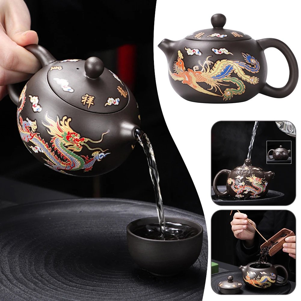 Heat changes color Zi Sha Pot 135/155/225/350ml Household Chinese Dragon and Phoenix Tea Pot and Tea Set upon Tea Infuser Heat changes color Zi Sha Pot 135/155/225/350ml Household Chinese Dragon and Phoenix Tea Pot and Tea Set upon Tea Infuser