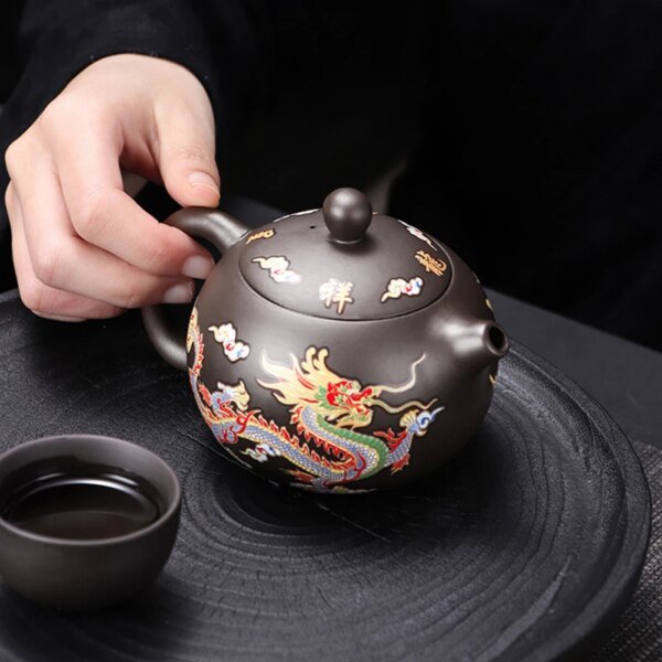 Heat changes color Zi Sha Pot 135/155/225/350ml Household Chinese Dragon and Phoenix Tea Pot and Tea Set upon Tea Infuser - Image 5