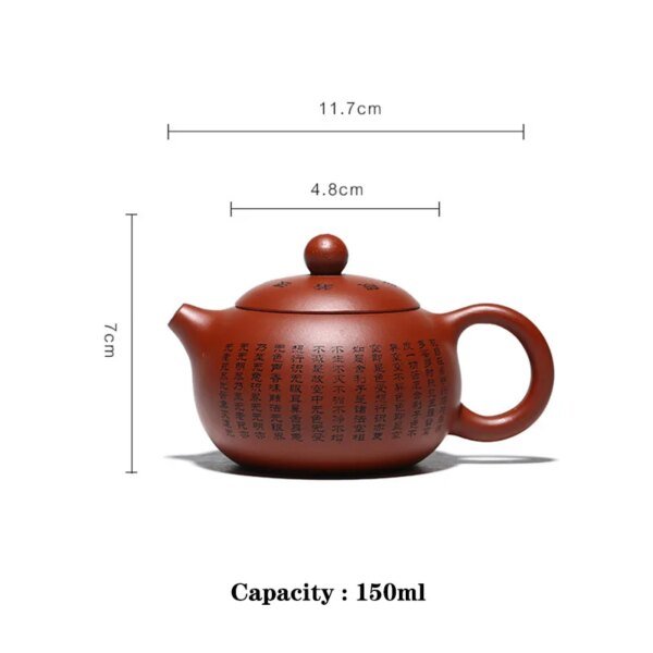 150ML Handcrafted Buddhist Scriptures Yixing Purple Clay Teapot Small Capacity Traditional Chinese Kettle Puer Oolong Tea Set - Image 6