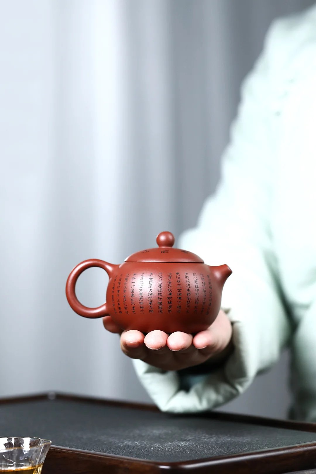150ML Handcrafted Buddhist Scriptures Yixing Purple Clay Teapot Small Capacity Traditional Chinese Kettle Puer Oolong Tea Set