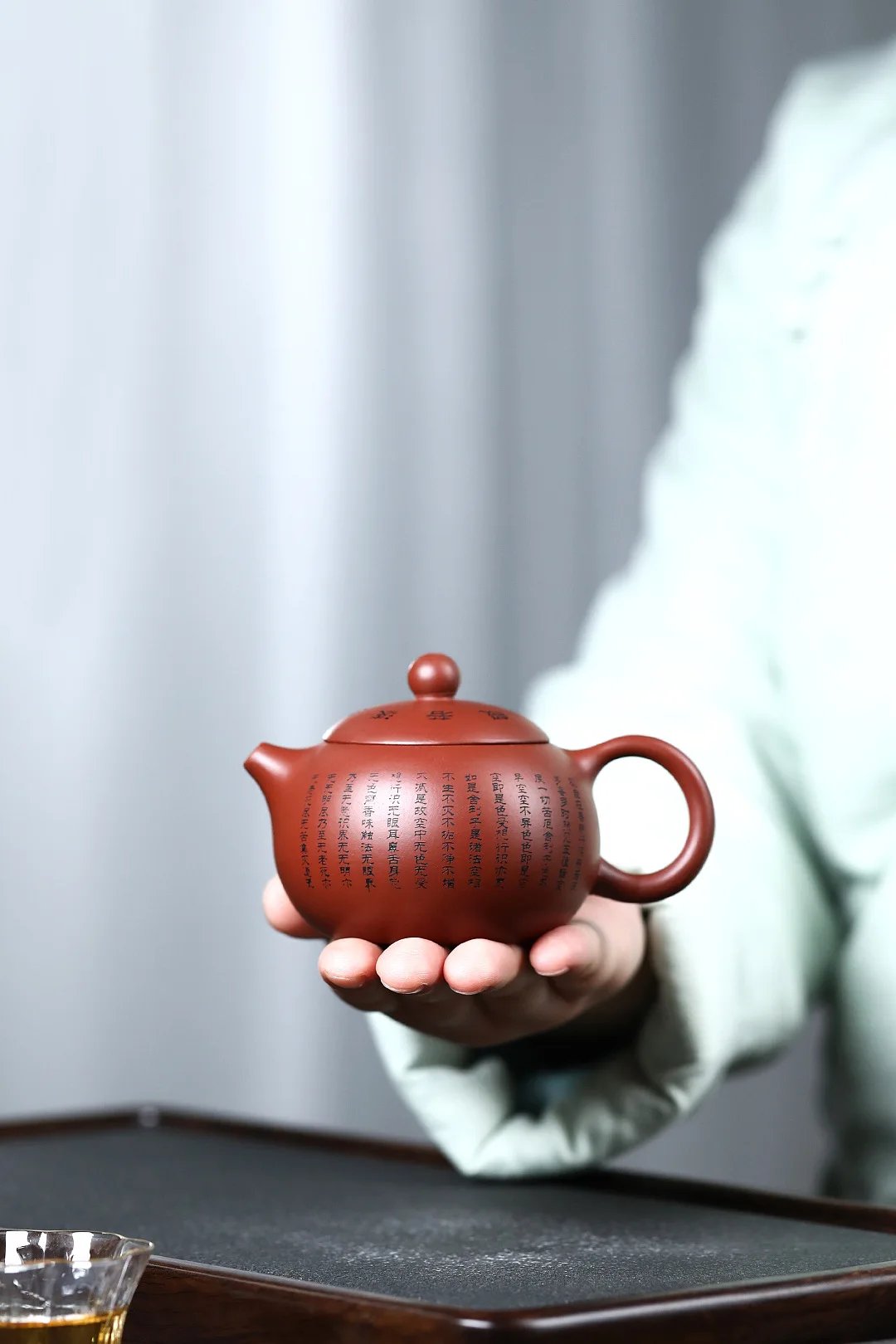 150ML Handcrafted Buddhist Scriptures Yixing Purple Clay Teapot Small Capacity Traditional Chinese Kettle Puer Oolong Tea Set