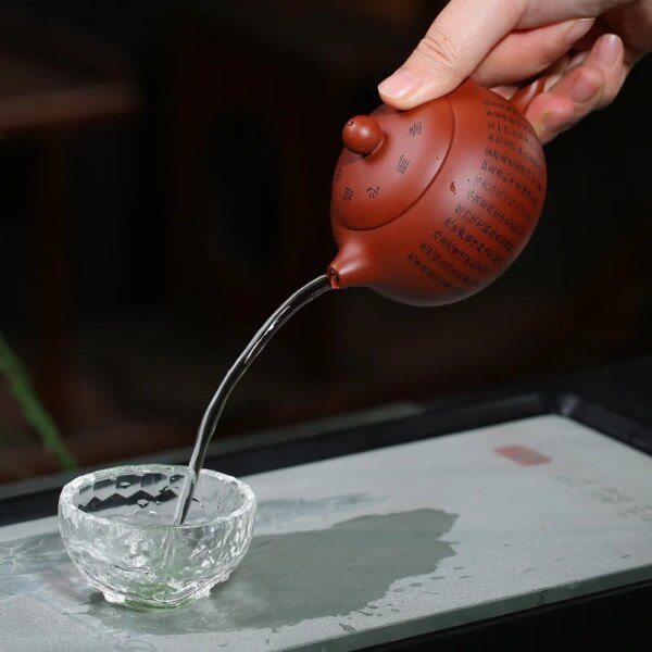 150ML Handcrafted Buddhist Scriptures Yixing Purple Clay Teapot Small Capacity Traditional Chinese Kettle Puer Oolong Tea Set - Image 4