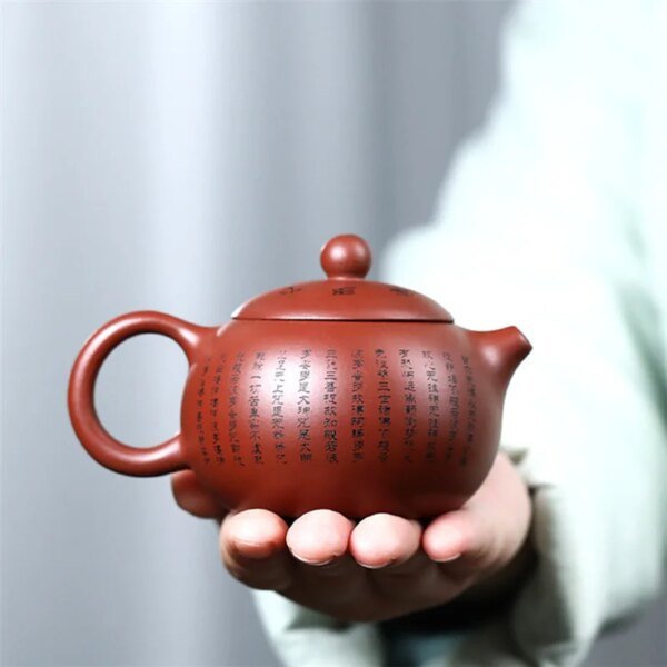 150ML Handcrafted Buddhist Scriptures Yixing Purple Clay Teapot Small Capacity Traditional Chinese Kettle Puer Oolong Tea Set - Image 2