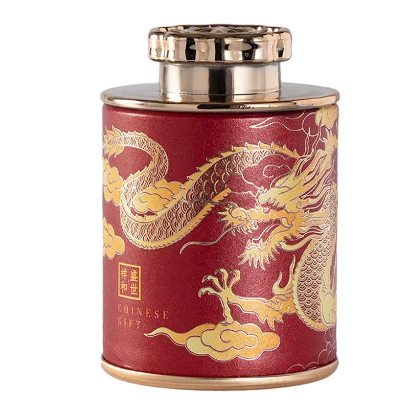 Mini 2024 Dragon Empty Tea Tin Can Household Green Black Tea Sealed Jar Portable Home Small Tea Packaging Box Paper Storage Cans