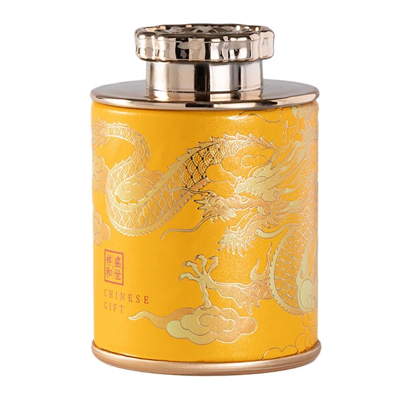 Mini 2024 Dragon Empty Tea Tin Can Household Green Black Tea Sealed Jar Portable Home Small Tea Packaging Box Paper Storage Cans