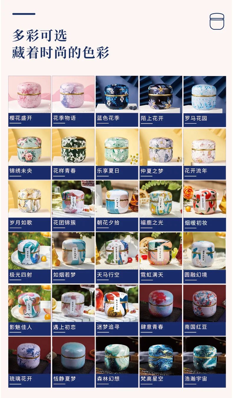 Portable Tea Box Universal Tea Storage Sealed Container Retro Pattern Printed Metal Jars Kitchen Organizer Cans Tins Box