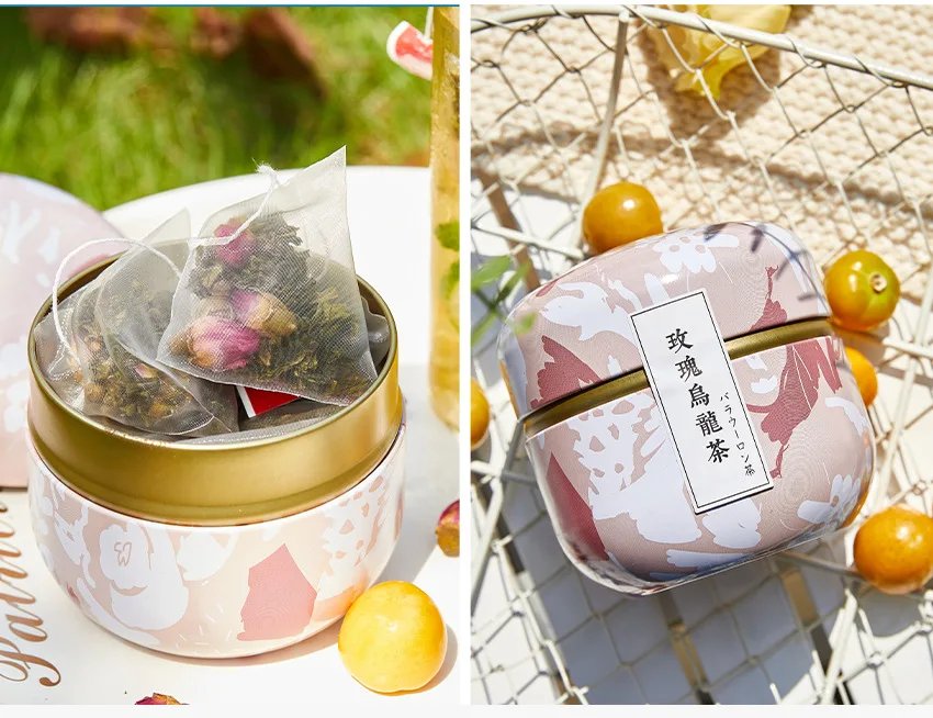 Portable Tea Box Universal Tea Storage Sealed Container Retro Pattern Printed Metal Jars Kitchen Organizer Cans Tins Box