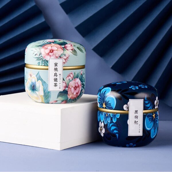 Portable Tea Box Universal Tea Storage Sealed Container Retro Pattern Printed Metal Jars Kitchen Organizer Cans Tins Box - Image 5