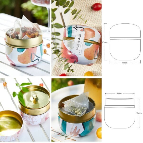 Portable Tea Box Universal Tea Storage Sealed Container Retro Pattern Printed Metal Jars Kitchen Organizer Cans Tins Box - Image 3