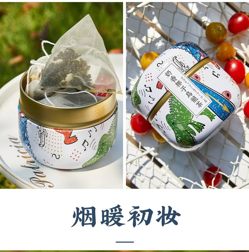 Portable Tea Box Universal Tea Storage Sealed Container Retro Pattern Printed Metal Jars Kitchen Organizer Cans Tins Box