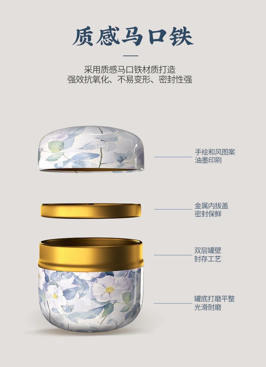 Portable Tea Box Universal Tea Storage Sealed Container Retro Pattern Printed Metal Jars Kitchen Organizer Cans Tins Box