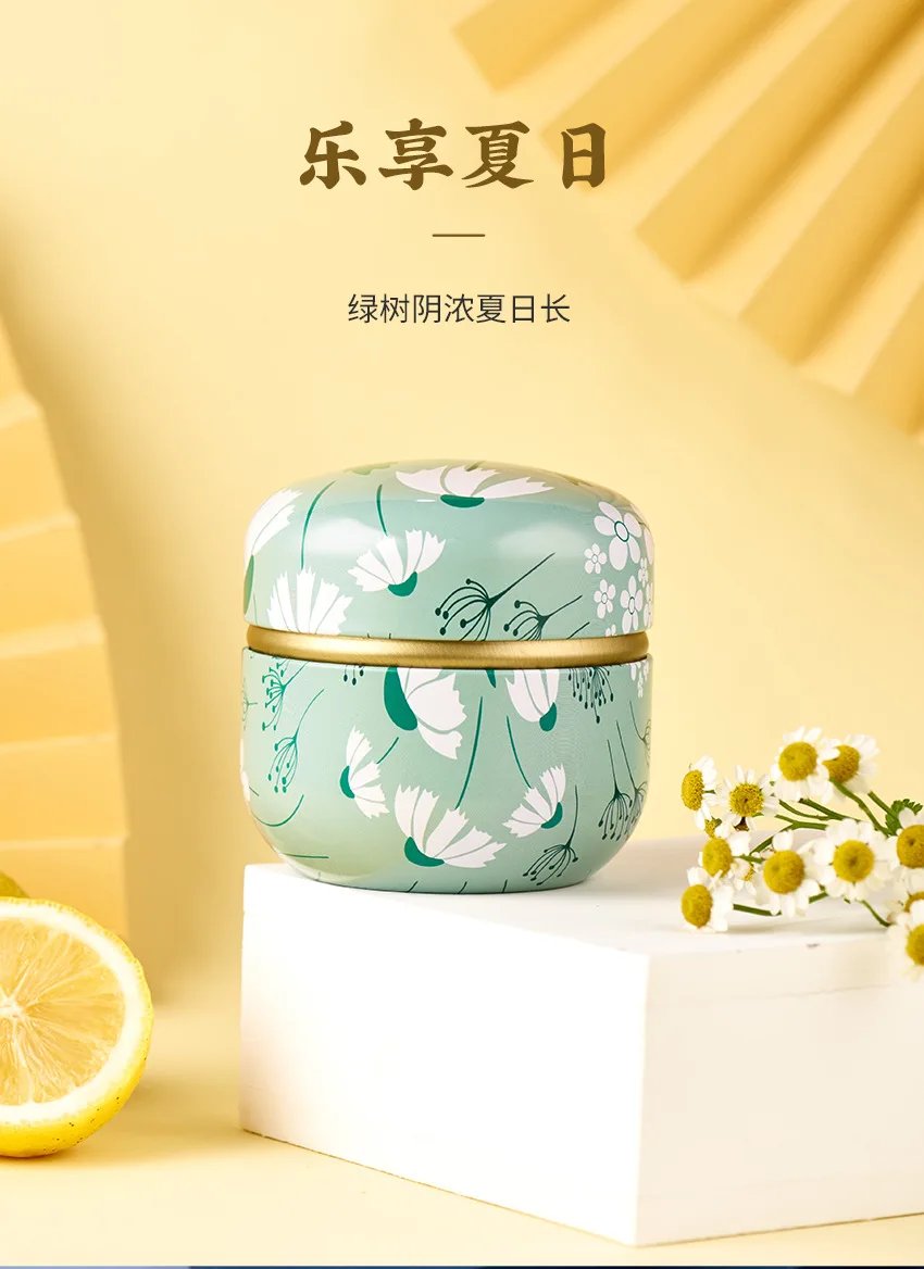 Portable Tea Box Universal Tea Storage Sealed Container Retro Pattern Printed Metal Jars Kitchen Organizer Cans Tins Box