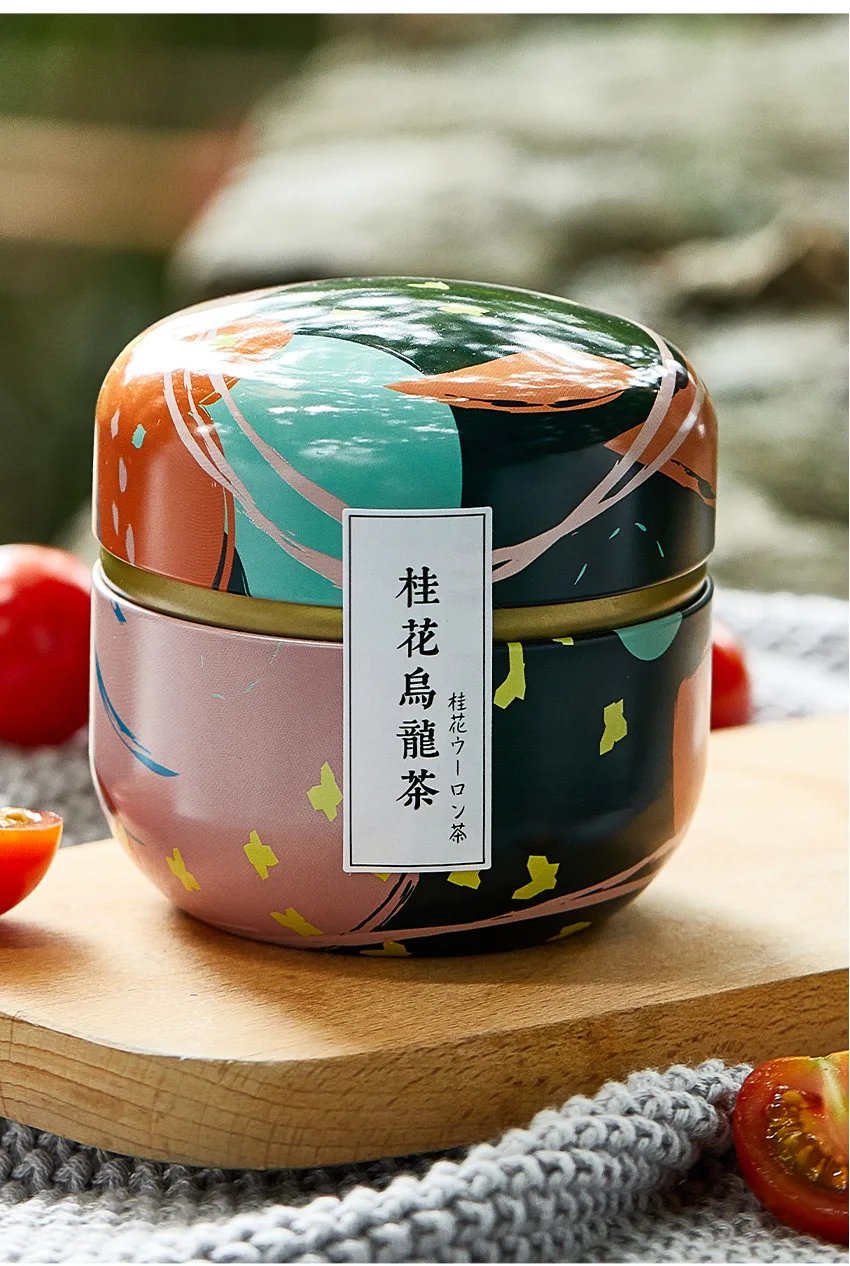 Portable Tea Box Universal Tea Storage Sealed Container Retro Pattern Printed Metal Jars Kitchen Organizer Cans Tins Box