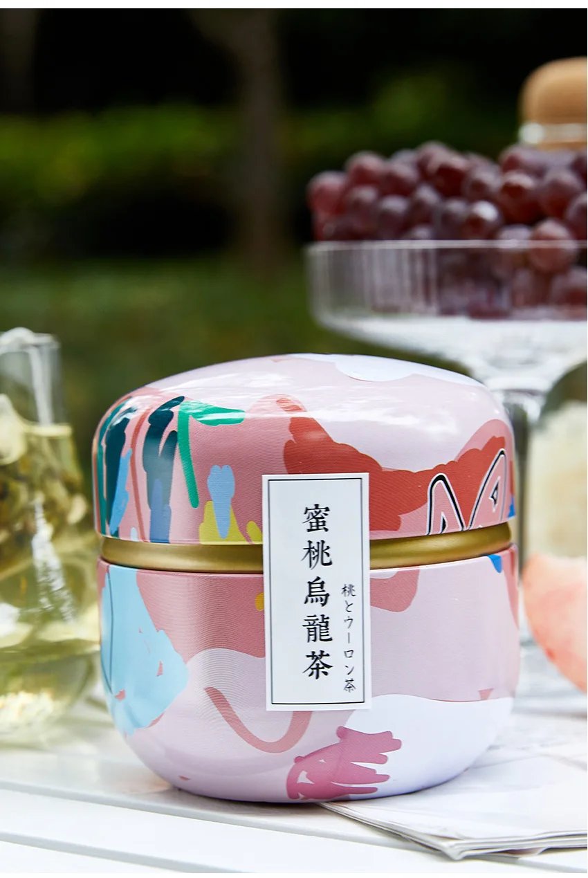 Portable Tea Box Universal Tea Storage Sealed Container Retro Pattern Printed Metal Jars Kitchen Organizer Cans Tins Box