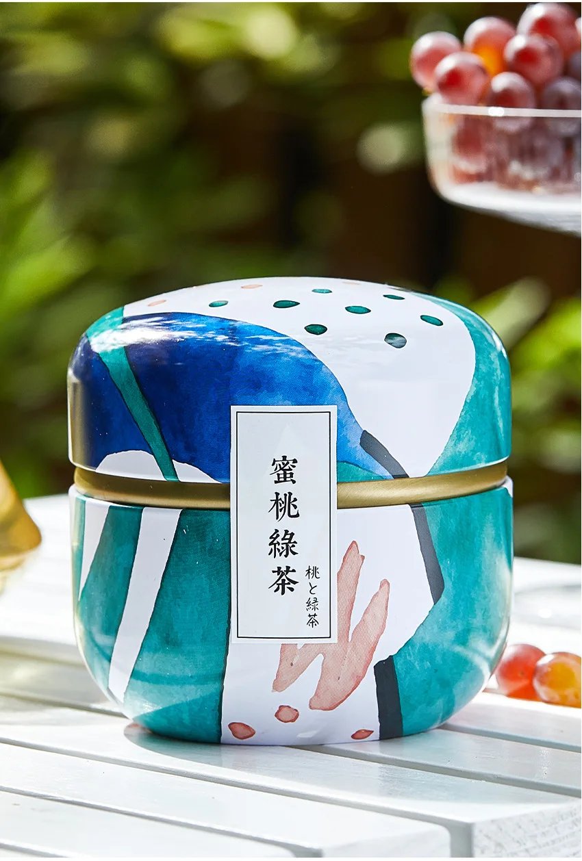 Portable Tea Box Universal Tea Storage Sealed Container Retro Pattern Printed Metal Jars Kitchen Organizer Cans Tins Box