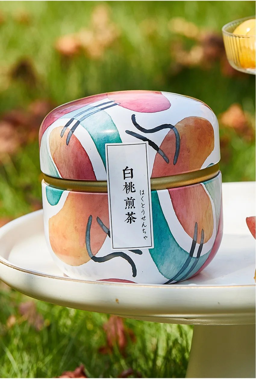 Portable Tea Box Universal Tea Storage Sealed Container Retro Pattern Printed Metal Jars Kitchen Organizer Cans Tins Box