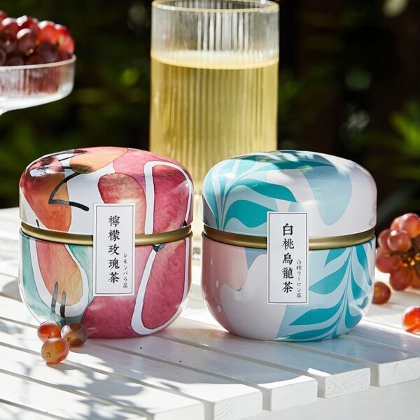 Portable Tea Box Universal Tea Storage Sealed Container Retro Pattern Printed Metal Jars Kitchen Organizer Cans Tins Box